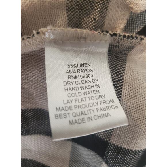 Beige Black RedCheck Dress Sz 4/6 Sz S sleevless w/pockets linen rayon buttons - Picture 8 of 8